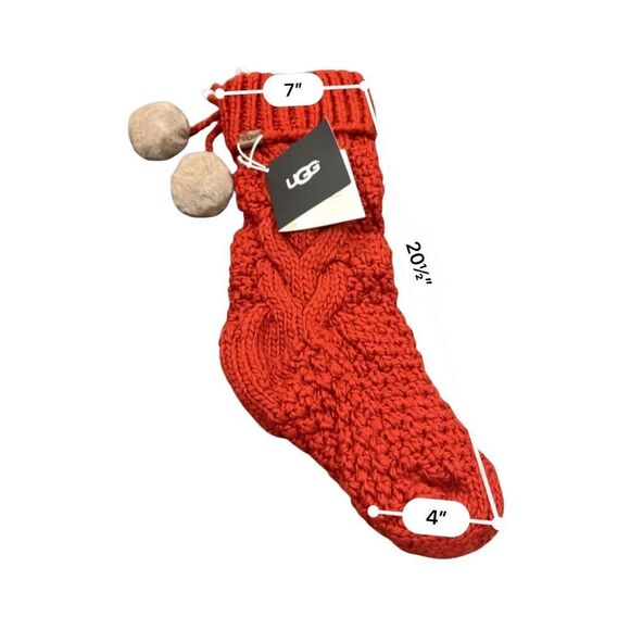 UGG Red Christmas Stocking with Poms - Picture 3 of 6